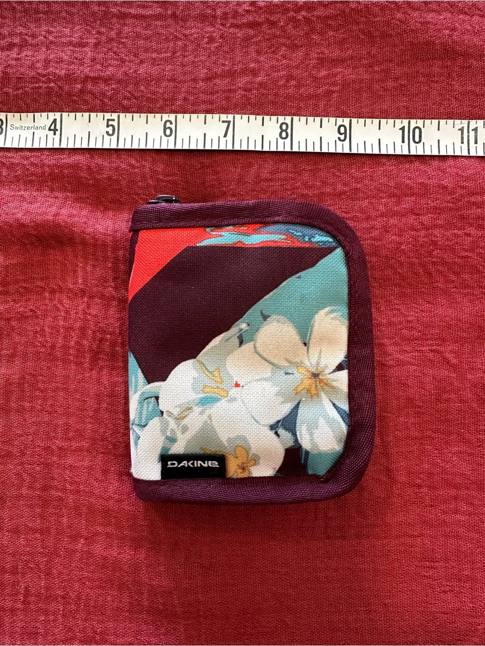 Dakine Floral Compact Zip Wallet in Teal, Burgundy & White